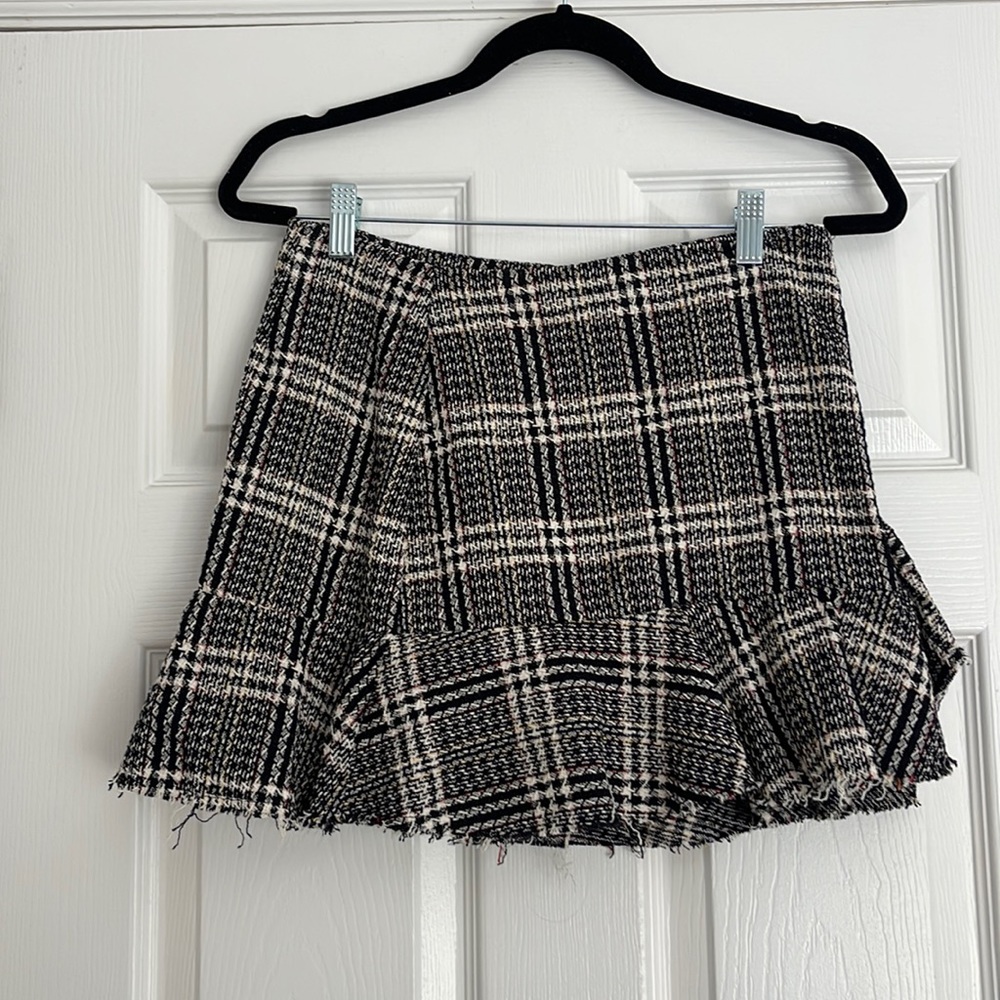 Zara Black and White Plaid Skirt